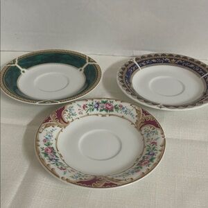 Elegant Floral and Patterned Saucer Set